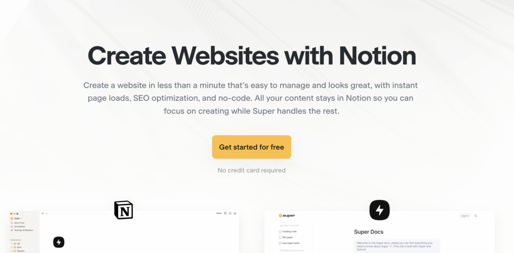 Super.so creer site notion